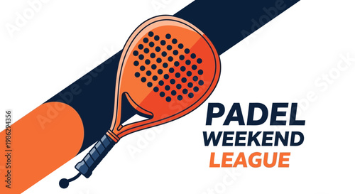 Vibrant Padel League Illustration, Sports Design Featuring Racket and Dynamic Composition