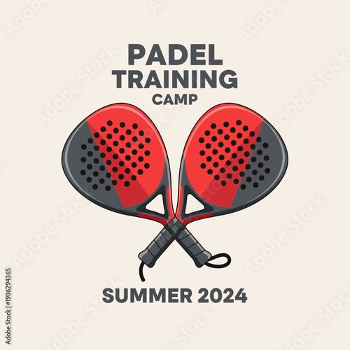 Vibrant Padel Training Camp Advertisement for Summer 2024: Sporting Event Icon
