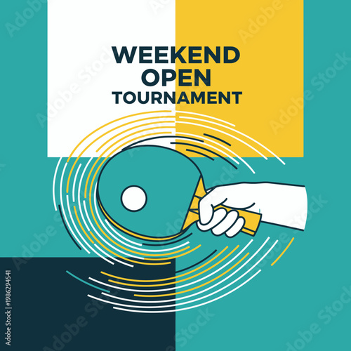 Vibrant Ping Pong Tournament Invitation Design Featuring Playful Graphics and Typography