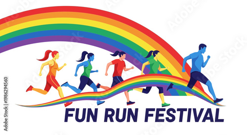Vibrant Rainbow Run Festival Celebrating Fitness, Diversity, And Outdoor Activities