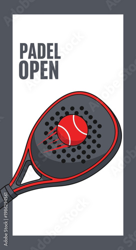 Vibrant Padel Open Illustration Featuring Racket and Ball on a Dynamic Background