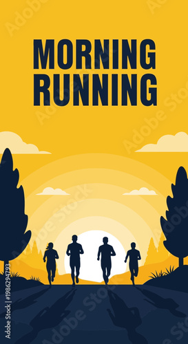 Vibrant Sunrise Joggers Outdoor Exercise Healthy Lifestyle Active Morning Run