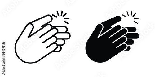 Clap hands icon symbol collection, Stroke and flat icons