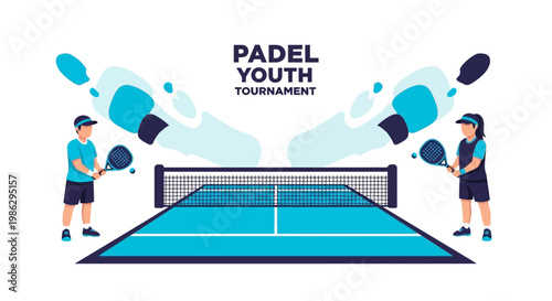Vibrant Youth Padel Tournament Illustration With Modern Flat Design Aesthetic