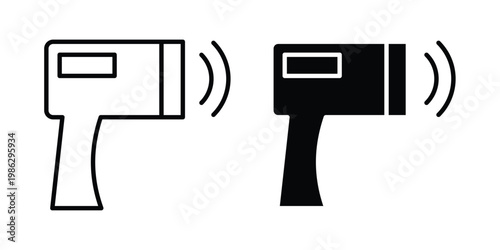 Contactless infrared thermometer icon symbol collection, Stroke and flat icons