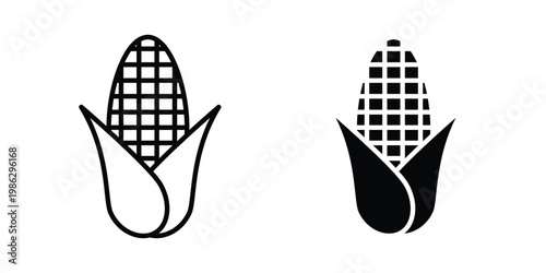 Corn icon symbol collection, Stroke and flat icons