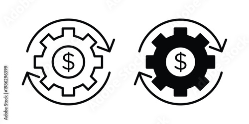 Costs optimization icon symbol collection, Stroke and flat icons