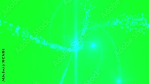 A video showcasing a vibrant green screen with a blue light effect in the center