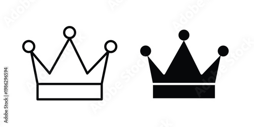 Crown icon symbol collection, Stroke and flat icons