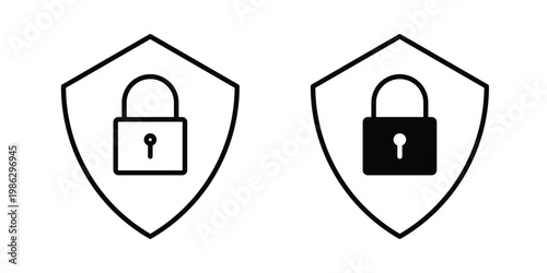 Data security icon symbol collection, Stroke and flat icons