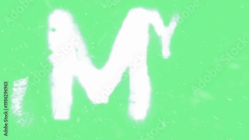 A video showcasing a creative green paint design on a white background