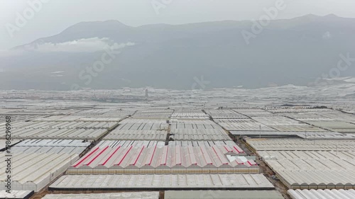 Greenhouses (Sea of Plastic) in Almeria / El Ejido (Spain). Aerial view of agriculture under plastic
