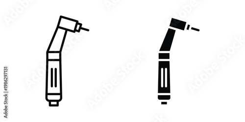 Dental nozzle drill icon symbol collection, Stroke and flat icons