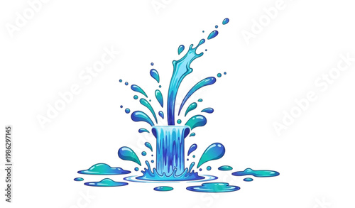 Water splash vector set liquid drops puddles abstract fluid design