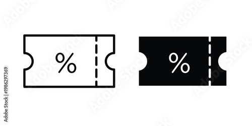 Discount voucher icon symbol collection, Stroke and flat icons