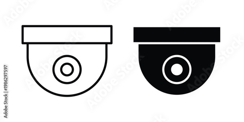 Dome cctv camera icon symbol collection, Stroke and flat icons