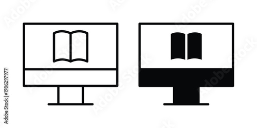 Ebook icon symbol collection, Stroke and flat icons