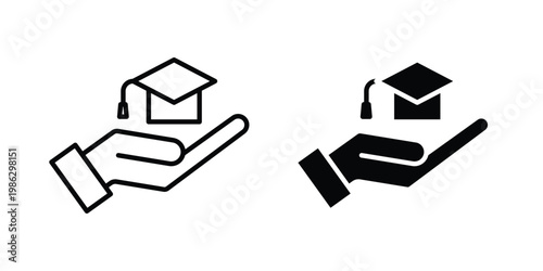 Education insurance icon symbol collection, Stroke and flat icons
