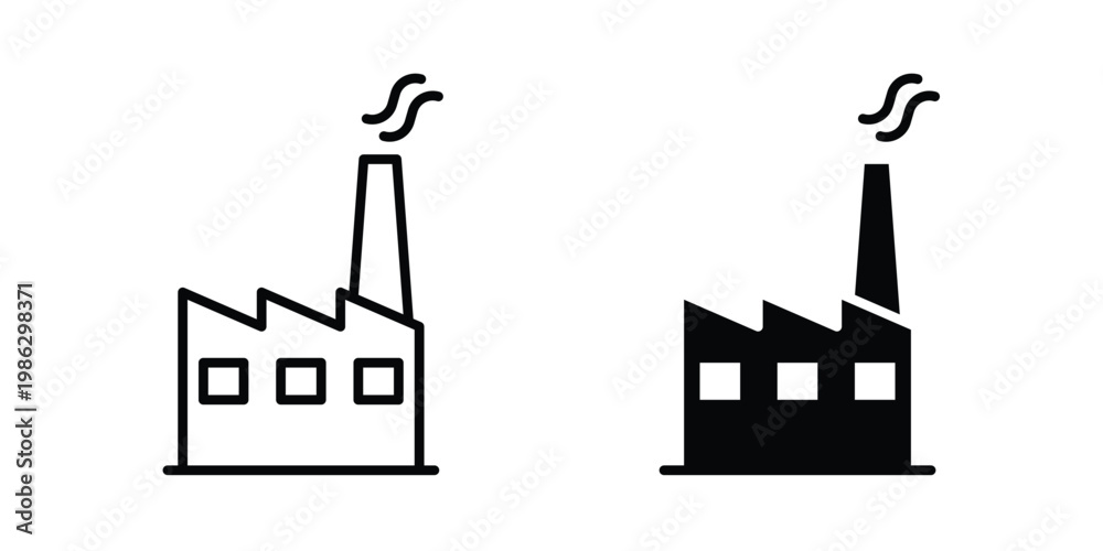 Obraz premium Factory icon symbol collection, Stroke and flat icons