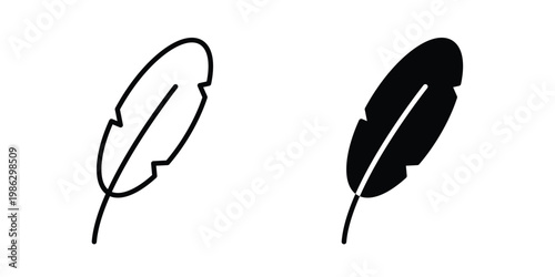 Feather icon symbol collection, Stroke and flat icons