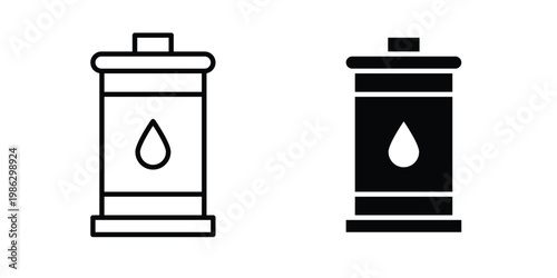 Fuel barrel icon symbol collection, Stroke and flat icons