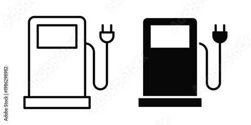 Gas station icon symbol collection, Stroke and flat icons
