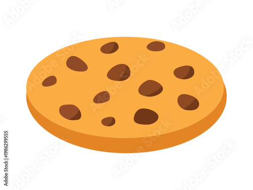 Minimal Chocolate Chip Cookie Vector Illustration Flat Design Simple Bakery Snack Clipart Sweet Dessert Biscuit Icon Clean Modern Food Illustration Isolated Minimal Style