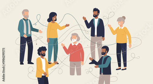 Diverse group of people connecting and communicating in a collaborative discussion