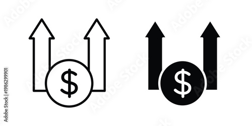 High revenue icon symbol collection, Stroke and flat icons