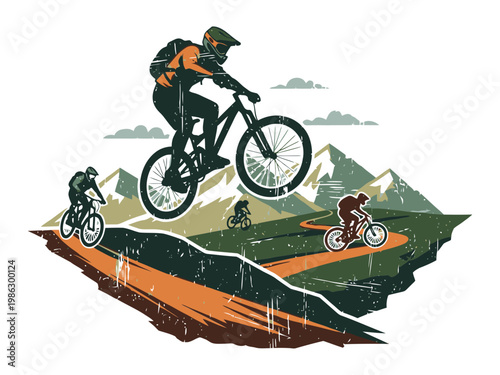 Mountain bikers logo vector