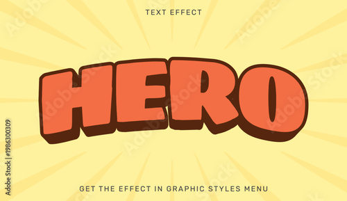 A vibrant graphic design featuring the word Hero in bold, orange letters on a bright yellow background with a sunburst effect.