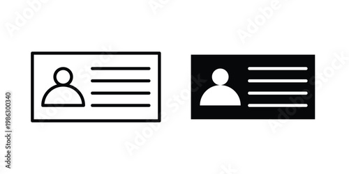 ID card icon symbol collection, Stroke and flat icons