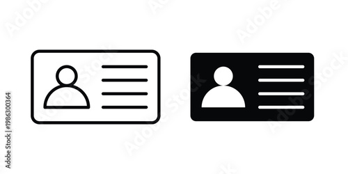 ID card icon symbol collection, Stroke and flat icons