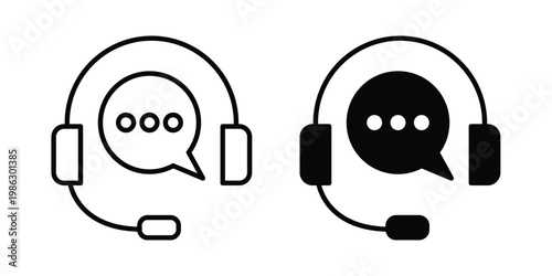 Live chat icon symbol collection, Stroke and flat icons