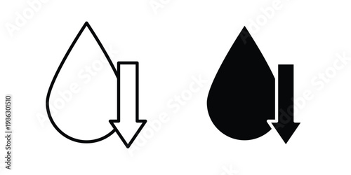 Low water level icon symbol collection, Stroke and flat icons