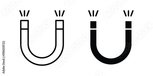 Magnet icon symbol collection, Stroke and flat icons