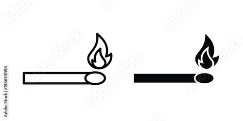 matchstick icon symbol collection, Stroke and flat icons