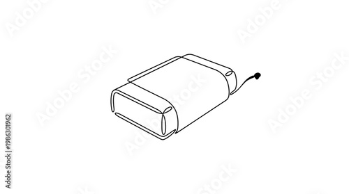 Sandpaper Block Single Continuous Line Drawing Minimal Monoline Woodworking Tool Vector Illustration