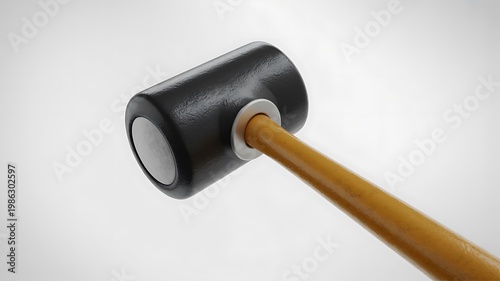 Rubber mallet with wooden handle on white background isolated tool for various tasks and projects