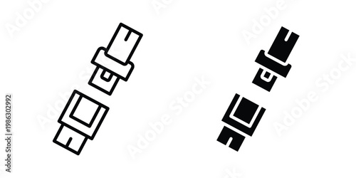 Open seat belt icon symbol collection, Stroke and flat icons
