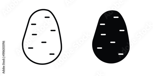 Potato icon symbol collection, Stroke and flat icons
