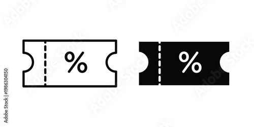 Promo code icon symbol collection, Stroke and flat icons