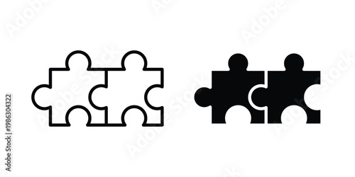 Puzzle compatible icon symbol collection, Stroke and flat icons