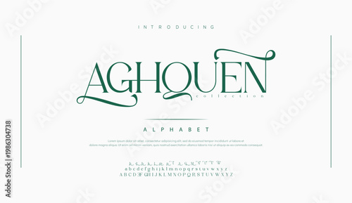 AGHQUEN Elegant wedding logo alphabet letters font. Typography luxury classic lettering serif fonts decorative vintage retro logos and number. vector illustration