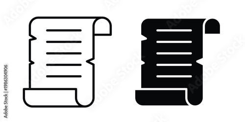 Scroll papyrus paper icon symbol collection, Stroke and flat icons