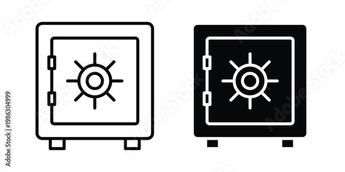 Secure vault icon symbol collection, Stroke and flat icons