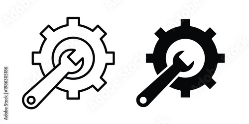 service tools icon symbol collection, Stroke and flat icons