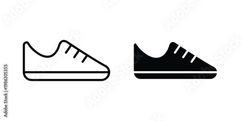 Shoes icon symbol collection, Stroke and flat icons