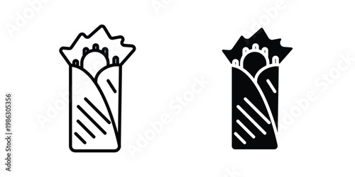Shawarma icon symbol collection, Stroke and flat icons