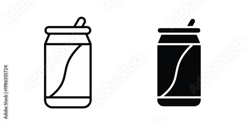 Soda can icon symbol collection, Stroke and flat icons